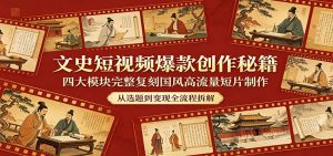 文史短视频爆款创作秘籍：四大模块完整复刻国风高流量短片制作-金鼎聊项目