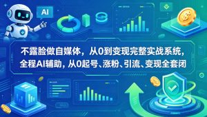不露脸做自媒体，从0到变现完整实战系统，全程AI辅助，从0起号、涨粉、引流、变现全套闭环-金鼎聊项目