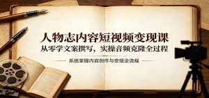 人物志内容短视频变现课：从零学文案撰写，实操音频克隆全过程-金鼎聊项目
