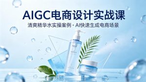 AIGC电商设计实战课，以清爽精华水为实操案例，教你用AI快速生成电商场景-金鼎聊项目