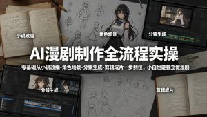 AI漫剧制作全流程实操，零基础从小说改编-角色场景-分镜生成-剪辑成片一步到位，小白也能独立做漫剧-金鼎聊项目
