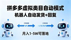 多多虚拟类目自动模式，机器人自动发货 + 回复，月入 1-5W 可落地-金鼎聊项目