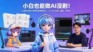 小白也能做AI漫剧！从角色场景分镜到配音剪辑导出，2D/3D/仿真人漫剧一步到位-金鼎聊项目