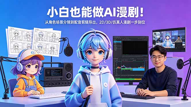 小白也能做AI漫剧！从角色场景分镜到配音剪辑导出，2D/3D/仿真人漫剧一步到位-金鼎聊项目