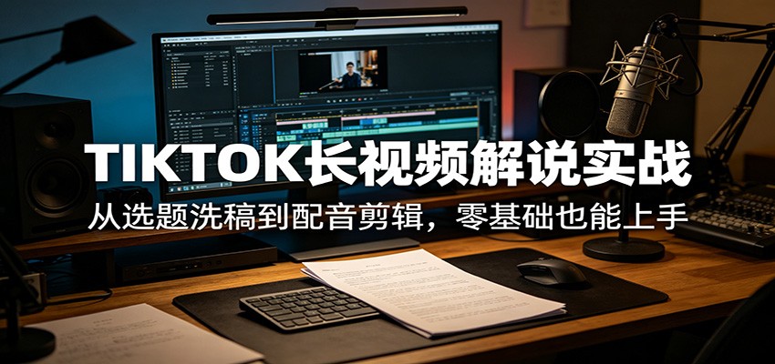 TIKTOK长视频解说实战：从选题洗稿到配音剪辑，零基础也能上手-金鼎聊项目