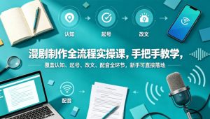 漫剧制作全流程实操课，手把手教学，覆盖认知、起号、改文、配音全环节，新手可直接落地-金鼎聊项目